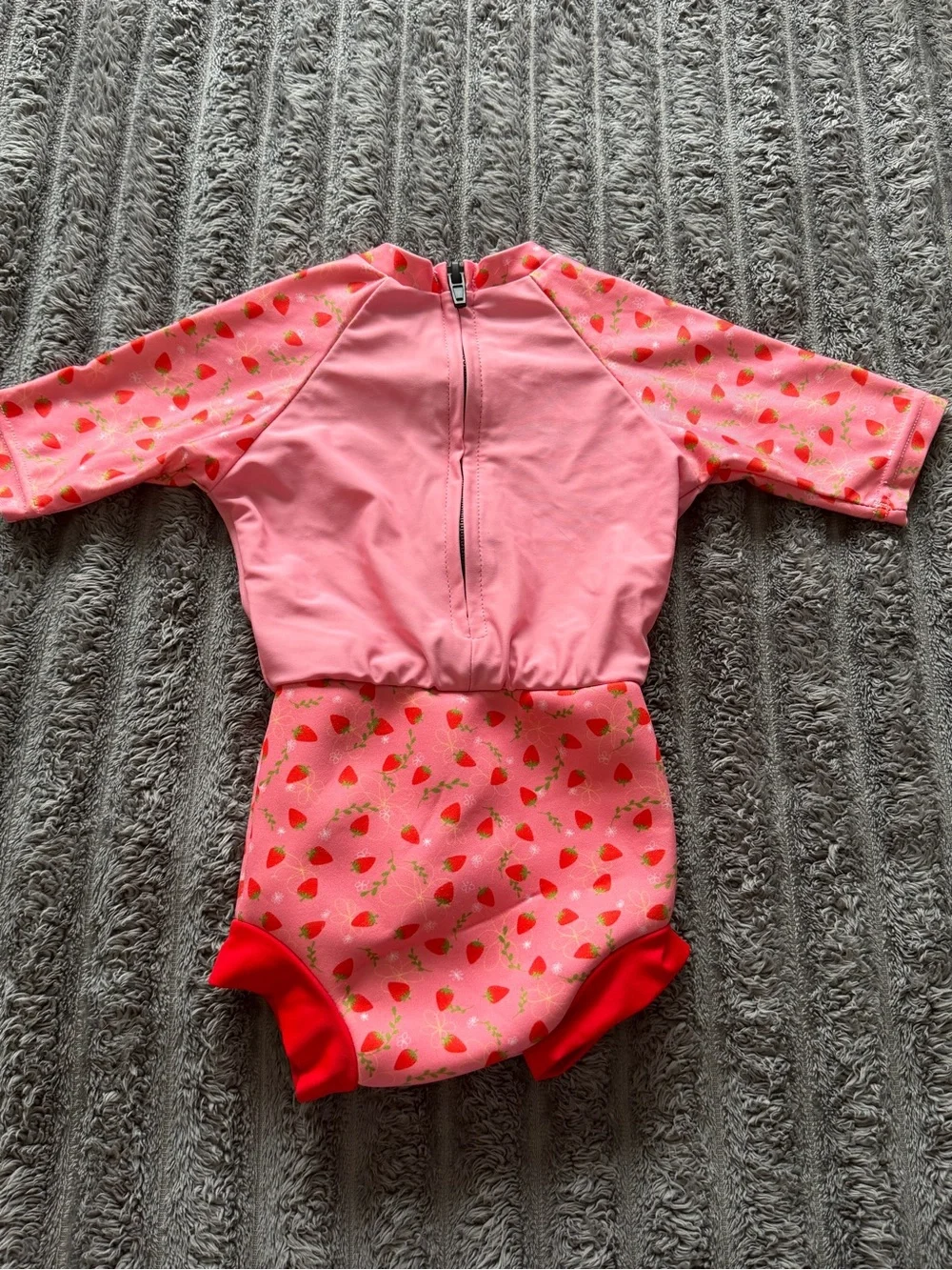 Baby/Toddler Girls Pink Strawberry Rashguard Swimsuit - Long Sleeve